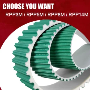RPP Timing Belt 2M 3M 5M 8M 14M Parabolic Tooth Synchronous Belt M Shaped Notch Profile Power Transmission Rubber PU OEM Custom