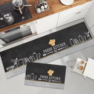 Rectangle PVC Kitchen Mat Non Slip Rubber Rug Pad Waterproof Washable Crystal Velvet