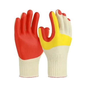 Red Rubber Glove Cotton Knit Protective Gear Industrial Gardening Construction Safety Working Gloves