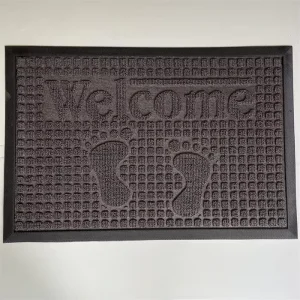 Reversible Washable Rubber-Backed Outdoor Entrance Door Mat Anti-Slip Jacquard Puzzle Design Antimicrobial PET