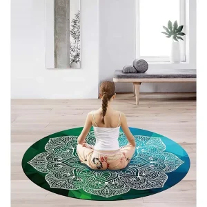 Round Suede Yoga Mat 4mm Anti Slip Silent Exercise Pray Home Gym Fitness Grounding 140x140cm Natural Rubber