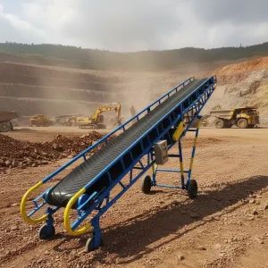 Rubber Belt Conveyor for Transporting Construction Materials, Sand, and Gravel in Mines