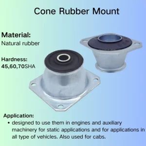 Rubber Metal Anti-Vibration Cone Mounts for Tractor and Off-Road Vehicle Cabins