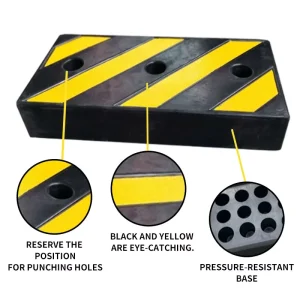 Safety Shock-Absorbing Yellow and Black Alternating Car Bumper Buffer Blocks for Parking Lots