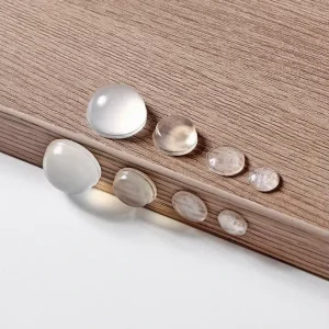 Self-Adhesive Transparent Silicone Rubber Furniture Bumper Pads, 0.5-3 mm, Custom Cutting, Cabinet