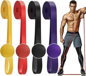 Set of 4 Fitness Resistance Band Yoga Strap Latex Gym Resistance Band for Legs Training