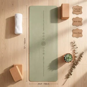 Seven Chakras Yoga Mat Anti Slip Nature Rubber 4.5mm Thick 1830mm Length Custom Print Logo