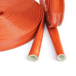 Silicone Coated Flame Retardant Fiberglass Sleeve Heat Braided Protection Fire Resistance Insulation Element