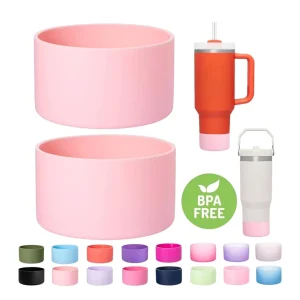 Silicone Tumbler Bottle Sleeve Double Wall Cap Protective Cover BPA Free Custom Color Logo MOQ 50pcs