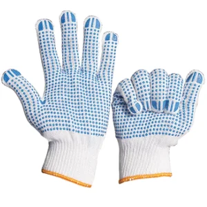 Skid Resistance Rubber Polka Dot Cotton Gloves Personal Protective Equipment White PVC Dotted Hand Gloves