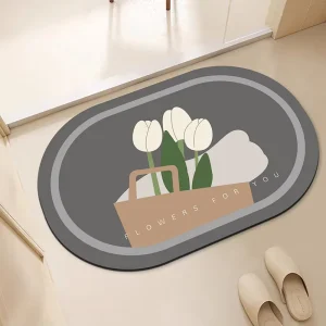 Sophisticated Diatomaceous Earth Super Absorbent Non Skid Durable Washable Floor Mat