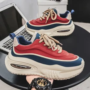 Spring New Arrival Men’s All Match Breathable Walking Shoes Trendy Thick Sole Air Cushion Elevated Winter