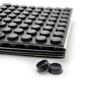Square Black Silicone Bumper Feet Heavy Duty Self Adhesive Shock Absorbing Pads for Equipment Machinery Enclosures