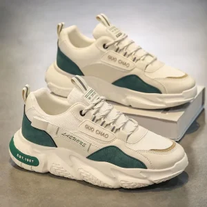 Stylish Men’s Walking Shoes Solid Chunky Sole Breathable Casual Sneakers for Student Campus Daily Travel