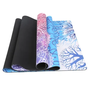 Sweat Absorbent Suede Rubber Yoga Mat Non Slip Microfiber Surface for Hot Yoga Bikram & Intense Workout