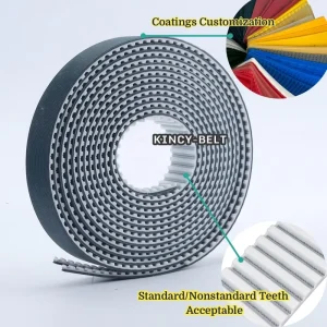 T5 T9 T10 T20 PU Timing Belt with PU PVC APL Felt Rubber Foam Silicone Coating Polyurethane Timing Belts