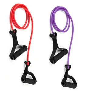 TPR Resistance Band Exercise Tube with Foam Handle Single Pull Rope for Home Gym Arm & Back Strength Training