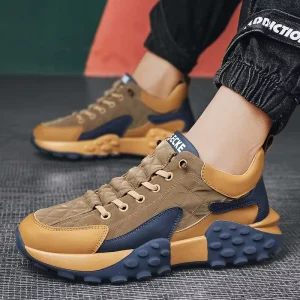 Thick Rubber Sole Lace Up Men’s Anti Slip Outdoor Hiking Shoes