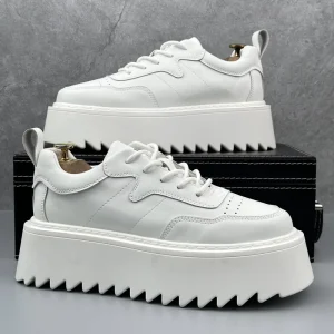 Thick-Soled Toe Artificial Leather Upper Men’s Autumn Niche Height-Increasing Breathable Casual Skate Shoes Tie