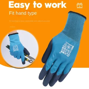 Tire Rubber Non Slip Wear Resistant Breathable Soft Knit Wrist Waterproof Silicone free Powder free Labor Protection Gloves