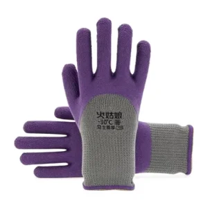 Tire Rubber Winter Gloves for Women with Warm Terry Lining Waterproof Snow Work Gloves for Outdoor Labor