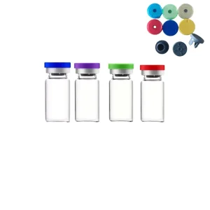 Transparent Glass Vials with Plastic Lid and Rubber Stopper