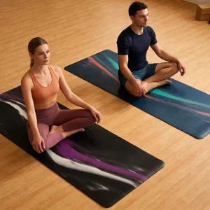 Two Tone PU Rubber Yoga Mat 68cm Width Eco-Friendly with Carry Strap Custom Design Global Shipping Ready Patterns