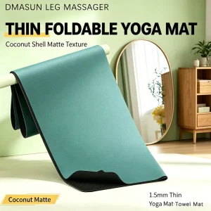 Ultra Thin 1.5mm Foldable Yoga Towel with Coconut Shell Grit Surface Portable Travel Eco Friendly PU Mat with Carrying Bag