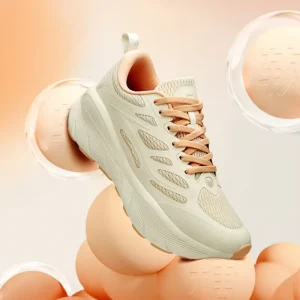 Unisex Beige Peach Breathable Hollow Mesh Platform Running Shoes Thick Shock Cushion Couple Daily Walking Athletic Sneakers