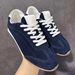 Unisex Retro Sporty Breathable Sneakers Classic Low Top Trainers Non Slip Gum Rubber Sole Lace Casual Walking Travel