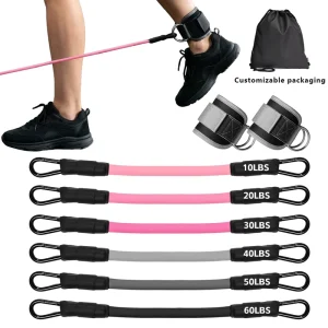 Unisex Rubber Ankle Resistance Bands Cuffs Workout Set Double Ring Closure Waterproof Breathable for Leg Booty Home Gym