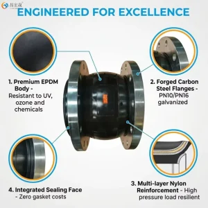 Universal ANSI DIN JIS Flanged High-Pressure Corrosion-Resistant Single Ball Rubber Joint for Heating Systems