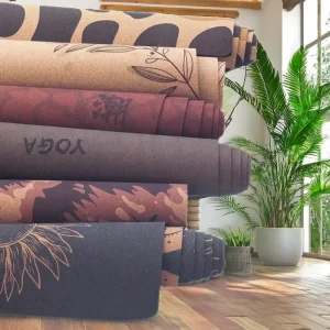 Universal Home Workout High Quality Custom Logo Anti-Slip Natural Cork Rubber Yoga Mat Set 183cm Folding Customizable