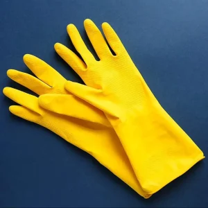 Unlined Housework Cleaning Hand Protection Reusable Waterproof Dishwashing Yellow Latex Household Rubber Gloves
