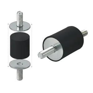 VV-Type Natural Rubber and Metal Shock Absorber with External Screw, Industrial Isolator, Black Gasket