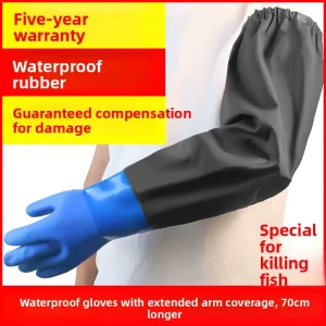 Waterproof Gloves Extended-length Rubber Labor-protection Long Sleeves Thickened Abrasion-resistant Fleece-lined Men Suitable