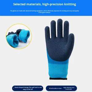 Waterproof Labor Protection Gloves Warm Cold-Resistant Double-Layer Rubber-Coated Anti-Slip Knit Wrist Cuff Universal