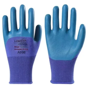 Waterproof Oil Resistant Non Slip Safety Gloves Wear Resistant Plastic Impregnated Latex Rubber for Labor Protection Site Use