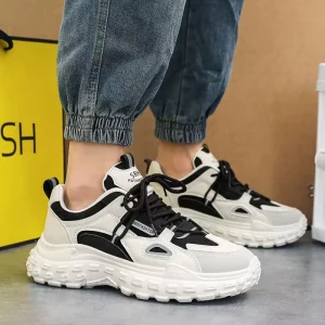 Wheel Tread Out sole Men’s Fashion Platform White Casual Dad Shoes Comfortable Walking Sport Sneakers for Men