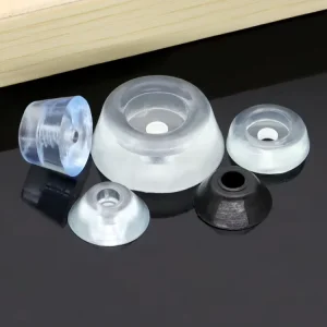 White Round Rubber Feet Bumpers with Screws and Built-In Washers for Cutting Boards, Amplifiers, Cabinets, Desks, Tables and Couches