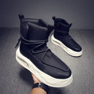 Winter Men’s High Top Skate Shoes Thick Soles Breathable Lightweight Foamed Rubber Outsole Casual Trendy Fashion Canvas