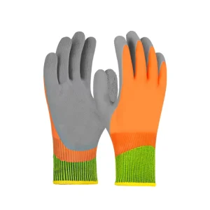 Winter Rubber Gloves with Nylon Lining Waterproof Wear Resistant Terry Soaked Warm Padded Anti Slip Cold Storage Labor
