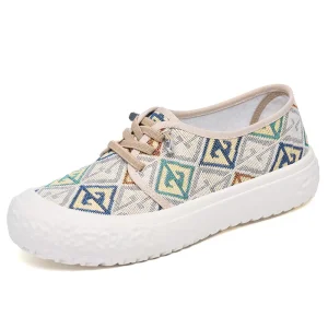 Women’s Fisherman Shoes Spring/Autumn Breathable Casual Canvas Rubber Outsole Fabric Lining Pedal Lazy Thick Sole Student Shoes