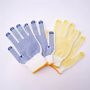 Woolen Dotted Gloves Single Sided Adhesive Anti Slip Cotton Yarn PVC Rubber Bleached Nylon Labor Protection Gloves Safety Gloves