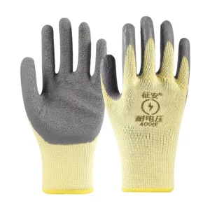 Work Safety Insulating Rubber Gloves with Anti Slip Textured Full Palm for Protection