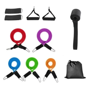 XT-FITNNESS XT18025 OEM Fitness Accessories 100% Natural Latex Pull Rope 11 Pcs Yoga Resistance Band with Carry Bag