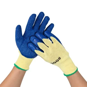 Yellow Blue Labor Protection Gloves 21s Latex Dipped Coating Non Slip Abrasion Resistant Gloves
