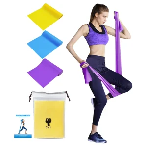 Yellow Blue Purple 3 Pack Thick TPE Yoga Workout Fitness Exercise Band Strips Resistance Bands Sets for Bodybuilding Training