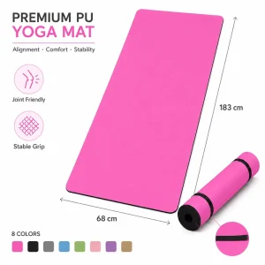 Yoga Mat Anti-Slip PU Yoga Mat Dual Texture Grip Floor Pad with Storage Bag for Barre Training and Home Workout