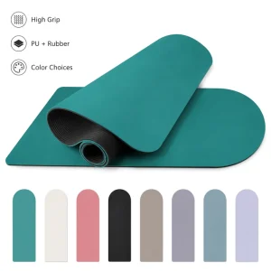 Yoga Mat PU Rubber 4.5mm 183x68cm Single Arched End Non Slip Sweat Grip Pilates Fitness Mat Custom Printed OEM